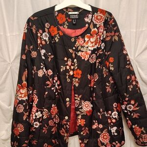 Dennis Basso DESIGNER Black Floral Quilt  Women's Jacket. Never Worn.. Gorgeous